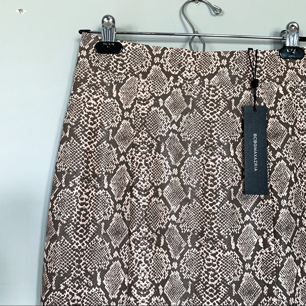 BCBG • Bare Pink Snake Side-Slit Pencil Skirt